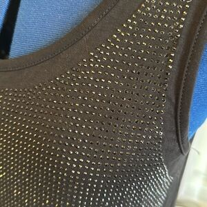 Vocal size S black studded tank top NWOT